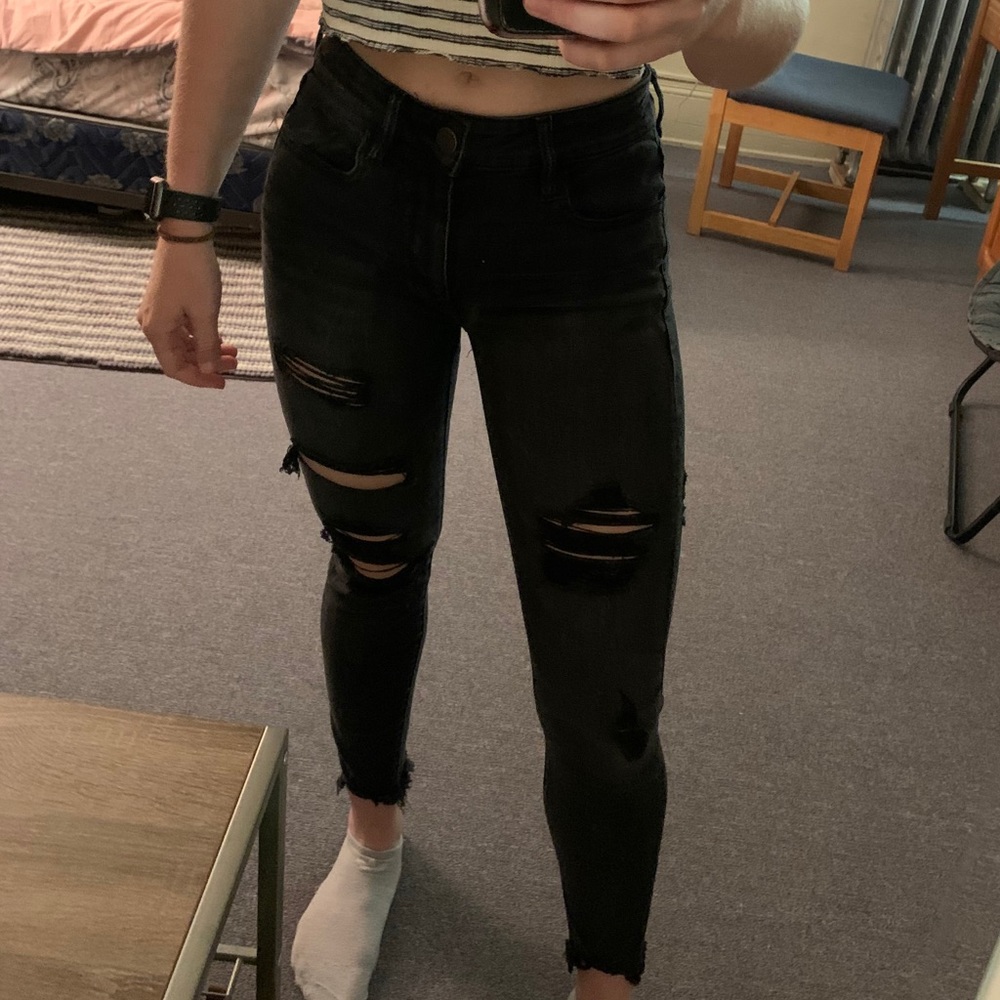 American eagle ripped black skinny jeans /jeggings